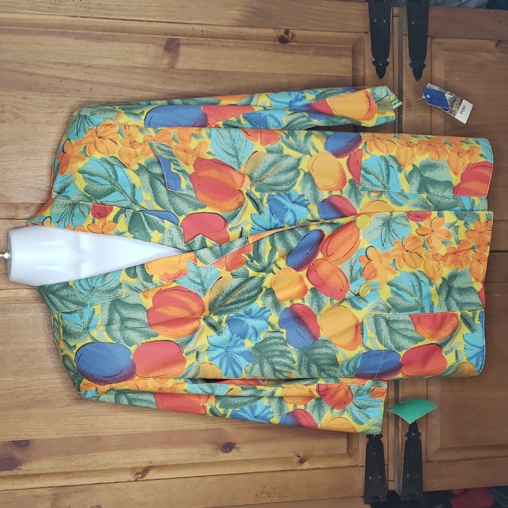Foxrun Lucien Padawer Vintage 90's Floral Fruit Blazer Jacket